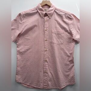 Faherty Organic Cotton Short Sleeve Button Down Shirt Pink Coral Mens M